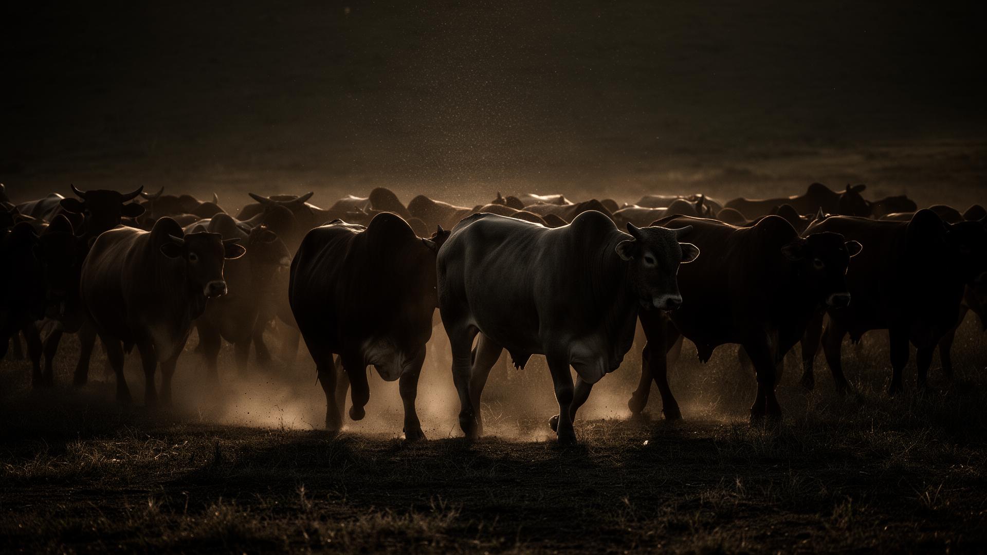 Ganado cebú al atardecer en rancho mexicano